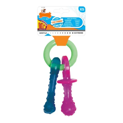 Mordedor para Cão Nylabone Porta Chaves Carne Queijo Cachorros Bacon Nylon Termoplástico Tamanho XS