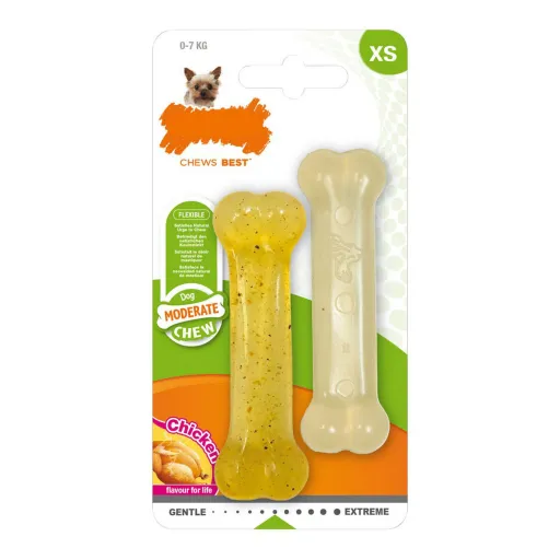 Mordedor para Cão Nylabone Moderate Chew Twin Termoplástico Frango XS (2 pcs)