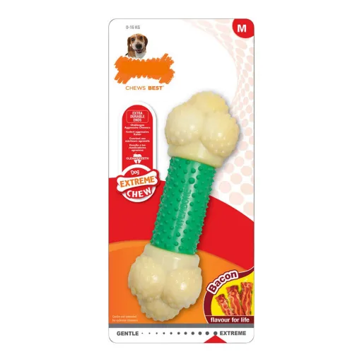 Mordedor para Cão Nylabone Extreme Chew Double Action Bacon Menta 2 em 1 Borracha Tamanho S Nylon