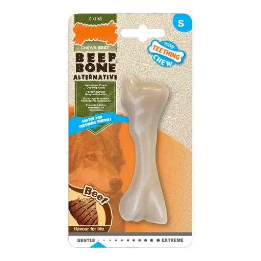 Mordedor para Cão Nylabone Beef Bone Cachorros Tamanho S Termoplástico Carne de Bovino