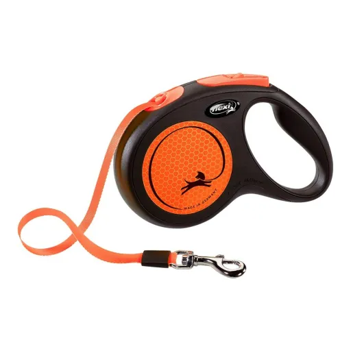 Trela para Cães Flexi NEW NEON 5 m Laranja Tamanho M