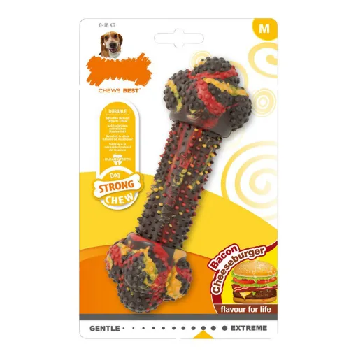 Mordedor para Cão Nylabone Strong Chew Bacon Queijo Hambúrguer Borracha Tamanho M