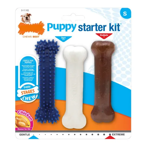 Mordedor para Cão Nylabone Extreme Chew Starter Kit Cachorros Frango Nylon Termoplástico (3 pcs)