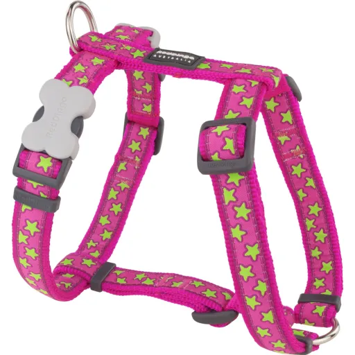 Arnês para Cães Red Dingo STYLE STARS LIME ON HOT PINK 36-54 cm 30-48 cm