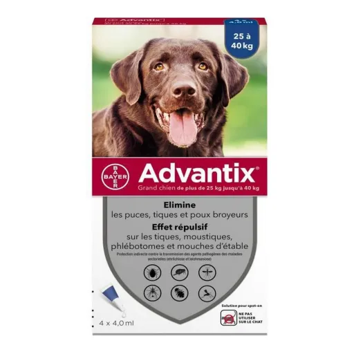 Antiparasitas Advantix Pipetas 25-40 Kg 4 ml 4 Unidades