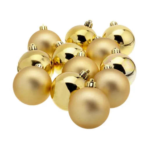 Bolas de Natal Decoris 12 Unidades Dourado Plástico Ø 6 cm