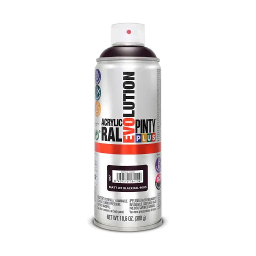 Tinta em Spray Pintyplus Evolution RAL 9005 400 ml Mate Jet Black