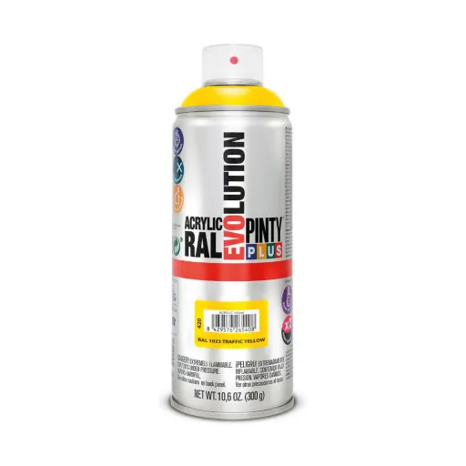 Tinta em Spray Pintyplus Evolution RAL 1023 300 ml Traffic Yellow