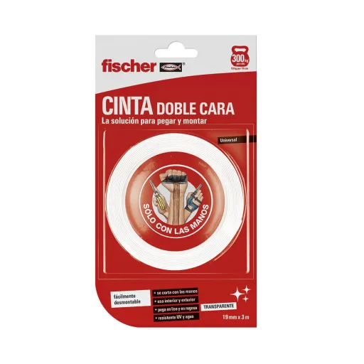 Fita de Dupla Face Fischer 3 m x 19 mm Branco