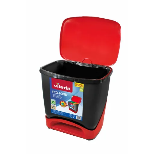 Caixote do Lixo Vileda ECO-LOGIC Polipropileno 39 L Preto Vermelho Vermelho/Preto