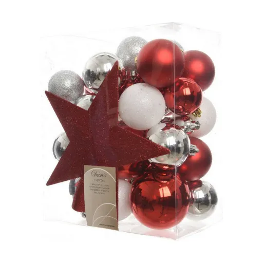 Bolas de Natal Decoris Rojo/Blanco 33 Peças