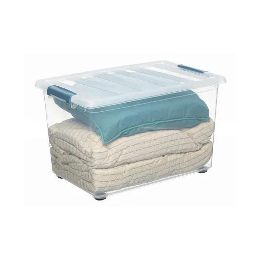 Caixa Multiusos Domopak Living Katla Com Rodas Com Pegas Transparente 57 L (59 x 39 x 36,5 cm)