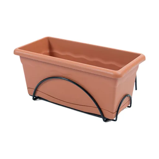 Floreira com Prato Plastiken Terracota Polipropileno 60 x 24 cm