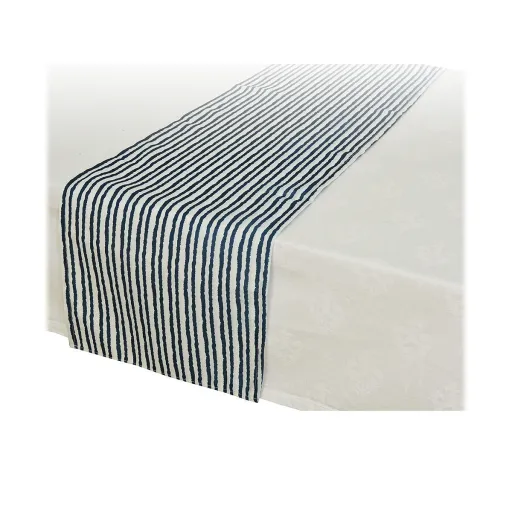 Caminho de Mesa Decoris Marinha Azul/Branco Têxtil (32 x 150 cm)