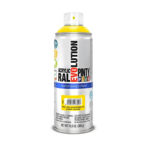 Tinta em Spray Pintyplus Evolution RAL 1021 Base de Água Sunny Yellow 400 ml