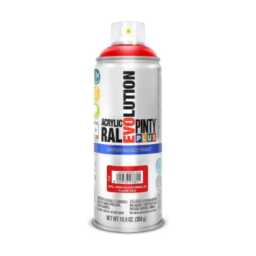 Tinta em Spray Pintyplus Evolution RAL 3000 Base de Água Flame Red 400 ml