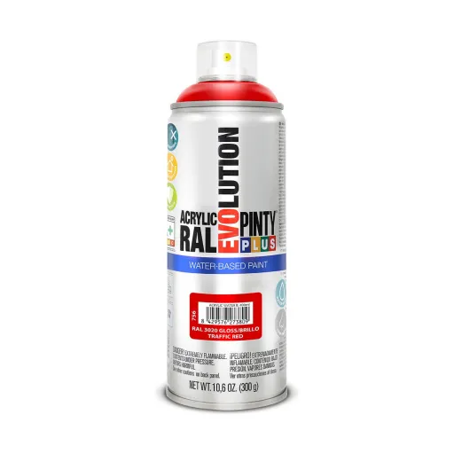 Tinta em Spray Pintyplus Evolution RAL 3020 400 ml Base de Água Traffic Red