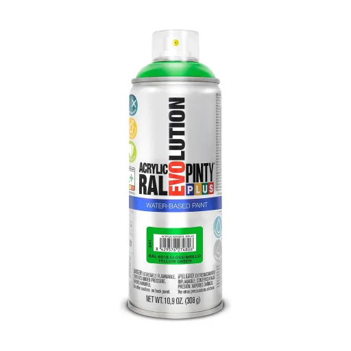 Tinta em Spray Pintyplus Evolution RAL 6018 Base de Água Yellow Green 400 ml