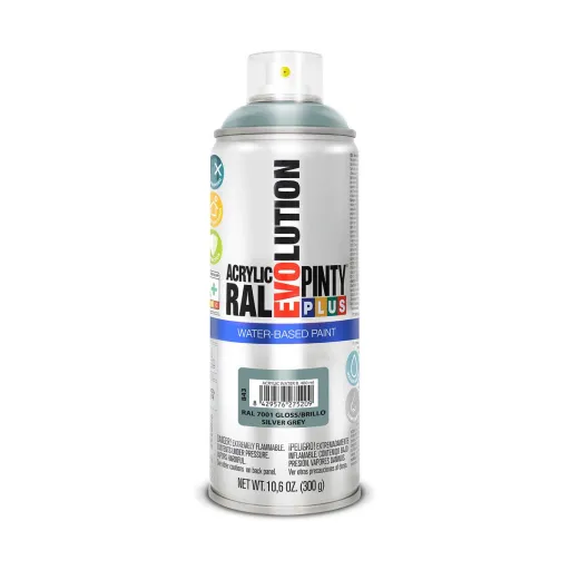 Tinta em Spray Pintyplus Evolution RAL 7001 400 ml Base de Água Silver Grey