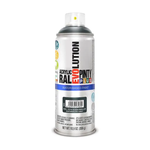 Tinta em Spray Pintyplus Evolution RAL 7016 Base de Água Antracite 400 ml