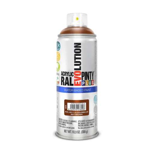 Tinta em Spray Pintyplus Evolution RAL 8011 Base de Água Nut Brown 400 ml