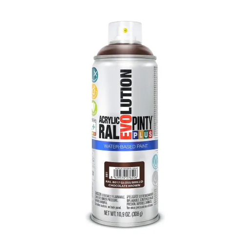 Tinta em Spray Pintyplus Evolution RAL 8017 Base de Água Chocolate 400 ml