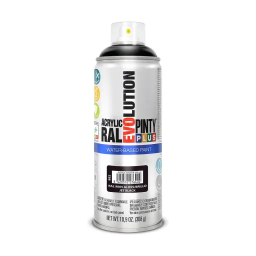 Tinta em Spray Pintyplus Evolution RAL 9005 Base de Água Jet Black 400 ml