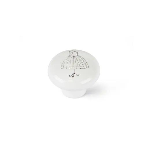 Manípulo Rei E817 Redondo Branco Porcelana Ilustrado 4 Unidades (Ø 40 x 32 mm)