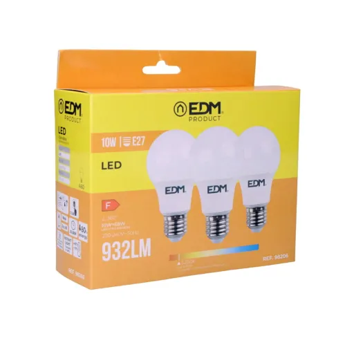 Pack de 3 Lâmpadas LED EDM 98206 F 60 W 10 W E27 810 Lm 932 Lm Ø 6 x 10,8 cm (3200 K)