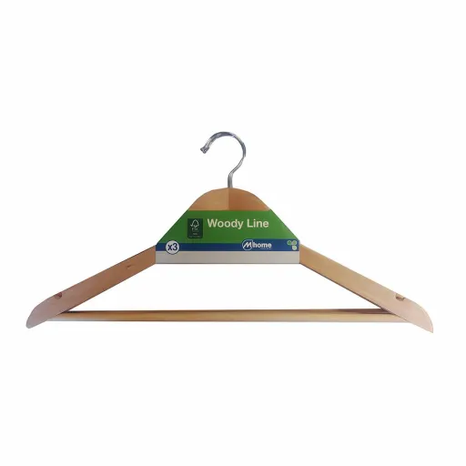 Cabides Mondex Traje Ecológico Natural Madeira 3 Unidades (43 x 22,5 cm)