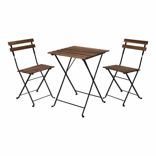 Conjunto de Mesa com 2 Cadeiras IPAE Progarden Dobrável Acácia Preto Natural (3 Peças)