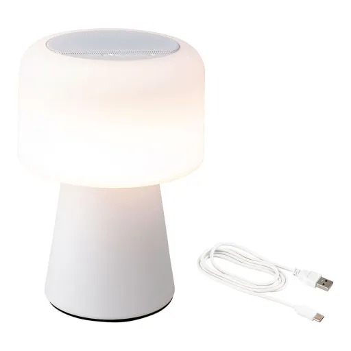 Candeeiro LED com Altifalante Bluetooth e Carregador Sem Fios Lumineo 894417 Branco 22,5 cm Recarregável