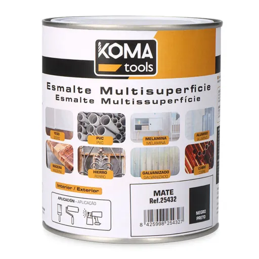 Esmalte Acrílico Koma Tools Preto Mate 750 ml