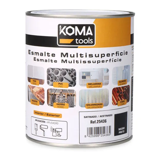 Esmalte Acrílico Koma Tools Preto Acetinado 750 ml