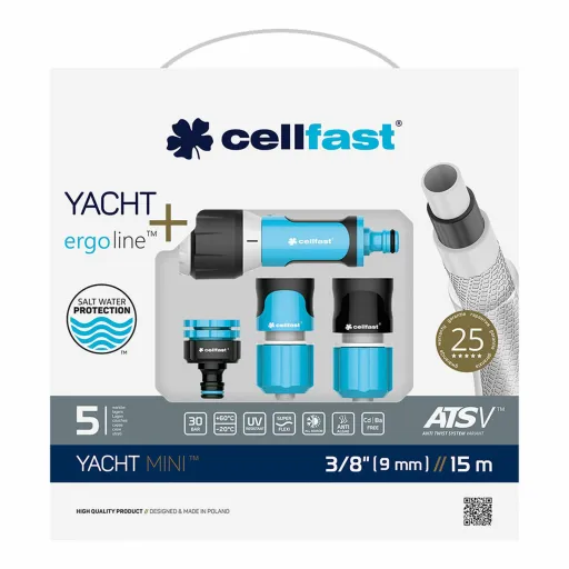 Conjunto de Mangueira com Acessórios Cellfast Yacht Mini Ats PVC 15 m Ø 9 mm