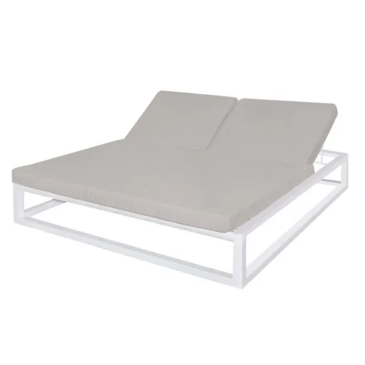 Ligstoel Luana Duplo 180 x 200 x 43 cm Branco Cinzento Aço