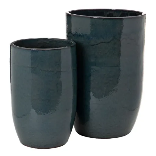 Vaso 52 x 52 x 80 cm Cerâmica Azul (2 Unidades)