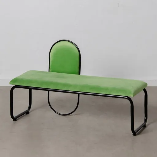 Banqueta 110 x 40 x 68 cm Tecido Sintético Metal Verde