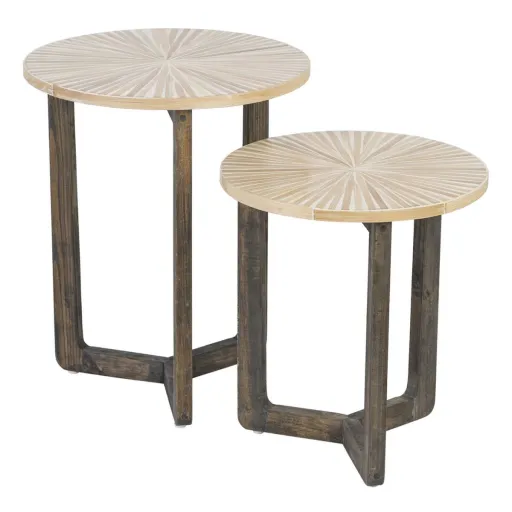 Mesa de Apoio Bege Bambu 40 x 40 x 45 cm Madeira MDF