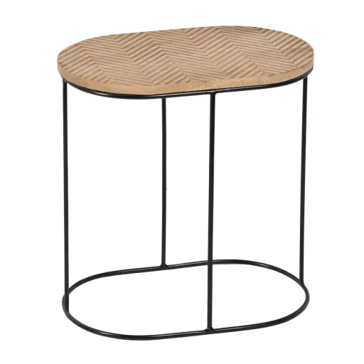 Mesa de Apoio 60 x 39,5 x 60 cm Natural Preto Metal Madeira (2 Unidades)