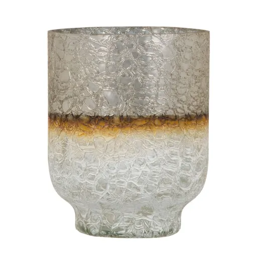 Vaso Cristal Dourado Branco 15 x 15 x 19 cm