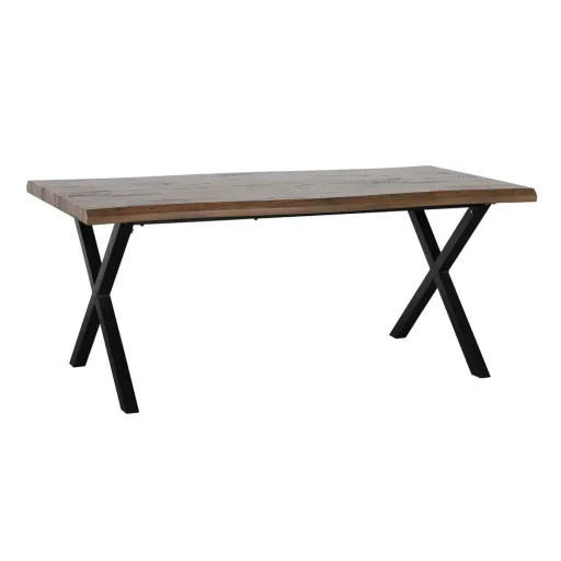 Mesa de Jantar Preto Metal Castanho 180 x 90 x 75 cm DMF