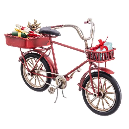 Adorno Natalício Vermelho Multicolor Metal Bicicleta 16 x 6,5 x 9,5 cm