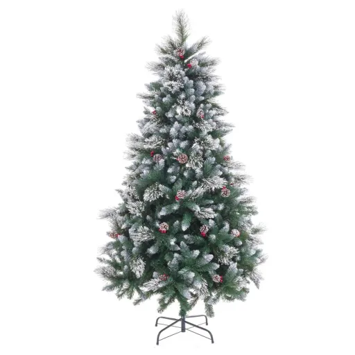 Árvore de Natal Branco Vermelho Verde Natural PVC Metal 240 cm