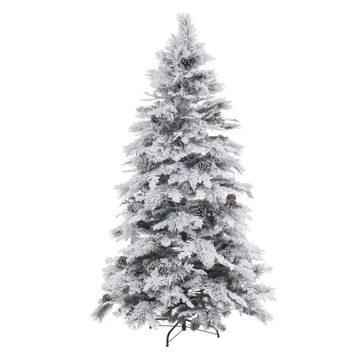 Árvore de Natal Branco Verde PVC Metal Polietileno Nevado 240 cm