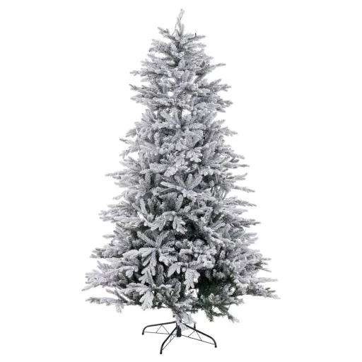 Árvore de Natal Branco Verde PVC Metal Polietileno Nevado 180 cm