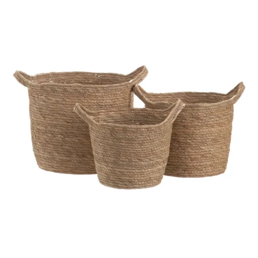 Conjunto de Cestos Natural Junco 33 x 33 x 26 cm (3 Peças)