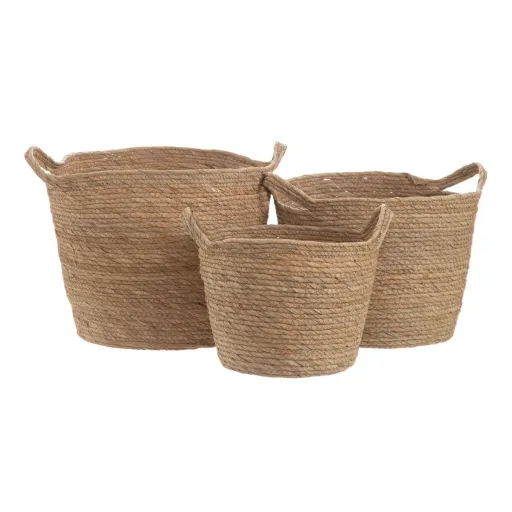 Conjunto de Cestos Natural Junco 33 x 33 x 38 cm (3 Peças)