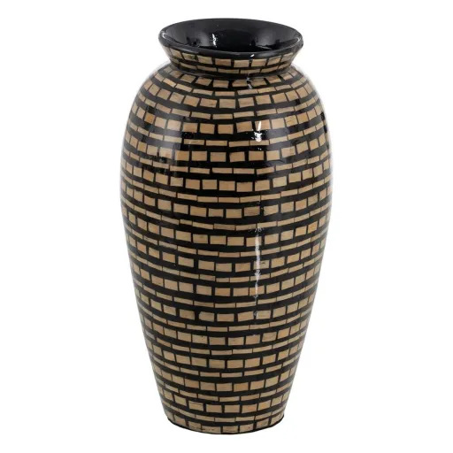 Vaso Preto Bege Bambu 21 x 21 x 40 cm