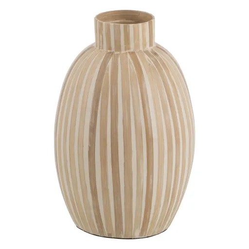 Vaso Branco Bege Bambu 24 x 24 x 37 cm